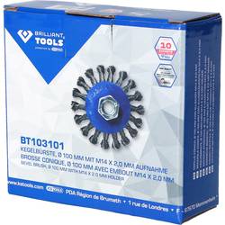 Brilliant Tools Kuželový kartáč, Ø 100 mm, s upevněním M14 x 2,0 mm BT103101 BT103101 1 ks