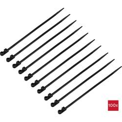 TRU COMPONENTS TC-12814208, stahovací pásky, 4.8 mm, 200 mm, černá, se šroubovacím soklem, Stabilní vůči UV záření, 100 ks