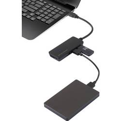 Renkforce RF-4027443 USB Hub 3 porty USB-A, SD, microSD USB 3.0 5 GBit/s se zabudovanou čtečkou SD karet černá