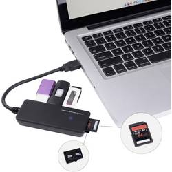 Renkforce RF-4027443 USB Hub 3 porty USB-A, SD, microSD USB 3.0 5 GBit/s se zabudovanou čtečkou SD karet černá
