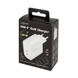 LogiLink PA0282 USB nabíječka, USB Power Delivery (USB-PD) , 2x USB-C®, 20 W, Dodávka energie, bílá
