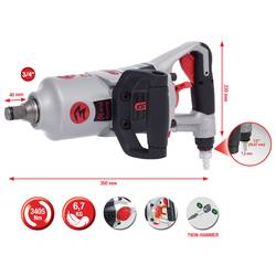 KS Tools 515.3250 pneumatický rázový šroubovák Typ uchycení nástroje: vnější čtyřhran 3/4 (19 mm) Točivý moment (max.): 3405 Nm