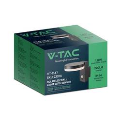 V-TAC VT-1147 venkovní solární nástěnné osvětlení 5.5 W, teplá bílá, černá, 23016