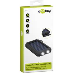 Goobay Goobay 49216 Solar Powerbank 8000 mAh, 2x USB-A Anschlüsse, LED-Anzeige, Schwarz, 49216 solární nabíječka, max. nabíjení 200 mA, 8000 mAh