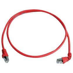 Telegärtner 100008014 RJ45 síťové kabely, propojovací kabely CAT 6A S/FTP 0.5 m červená samozhášecí, S průchodkou chránící proti zlomení 1 ks