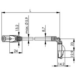 Telegärtner 100008014 RJ45 síťové kabely, propojovací kabely CAT 6A S/FTP 0.5 m červená samozhášecí, S průchodkou chránící proti zlomení 1 ks