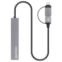 Manhattan 181006 USB Hub 4 porty USB-A USB 3.0 5 GBit/s vesmírná šedá 181006
