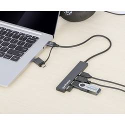 Manhattan 181006 USB Hub 4 porty USB-A USB 3.0 5 GBit/s vesmírná šedá 181006