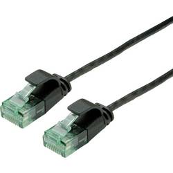 roline recycled material 21.45.3454 RJ45 síťové kabely, propojovací kabely CAT 6A U/UTP 1.50 m černá nestíněný, extrémně tenký , PVC plášť 1 ks