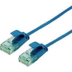 roline recycled material 21.45.3444 RJ45 síťové kabely, propojovací kabely CAT 6A U/UTP 1.50 m modrá nestíněný, extrémně tenký , PVC plášť 1 ks