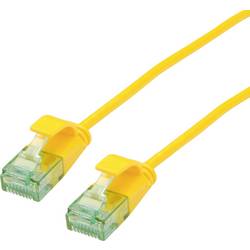 roline recycled material 21.45.3421 RJ45 síťové kabely, propojovací kabely CAT 6A U/UTP 0.30 m žlutá nestíněný, extrémně tenký , PVC plášť 1 ks