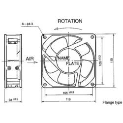 NMB Minebea 4715MS-12T-B5A axiální ventilátor, 115 V/AC, 174 m³/h, (d x š x v) 119 x 119 x 38 mm, 4715MS-12T-B5A