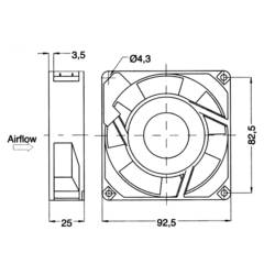 NMB Minebea 3610PS-23T-B30 axiální ventilátor, 230 V/AC, 54 m³/h, (d x š x v) 92 x 92 x 25 mm, 3610PS-23T-B30