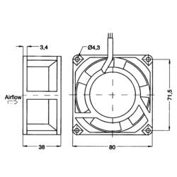 NMB Minebea 3115PS-23W-B30 axiální ventilátor, 230 V/AC, 54 m³/h, (d x š x v) 80 x 80 x 38 mm, 3115PS-23W-B30