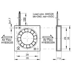 SEPA HYB35C05PAD axiální ventilátor, 5 V/DC, 27 l/min, (d x š x v) 35 x 35 x 7.5 mm, 113531009