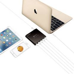 LVSUN LS-Q5U-PD USB nabíjecí hub, USB Power Delivery (USB-PD) , 4x USB A, 1x USB-C®, 80 W, Dodávka energie, QC 3.0, černá