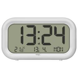 TFA Dostmann 60.2052.02 Quartz budík bílá časů buzení 2 velký displej , extra hlasitý budicí tón