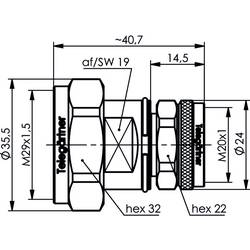 Telegärtner 100024542 100024542 adaptér 7-16 Konektor 4,3-10 - 7-16-DIN-zástrčka 1 ks