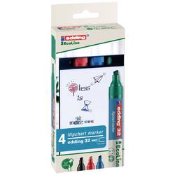 Edding 4-32-4 popisovač na flipcharty 4-32-4 hrot ve tvaru klínu 1 - 5 mm černá, červená, modrá, zelená 4 ks