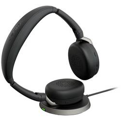 Jabra Evolve2 65 Flex Link380a MS + Ladepad Headset otevřená (On Ear) Bluetooth® stereo černá Potlačení hluku headset, Vypnutí zvuku mikrofonu, regulace