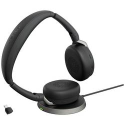 Jabra Evolve2 65 Flex Link380c UC + pad Headset otevřená (On Ear) Bluetooth® stereo černá Potlačení hluku headset, Vypnutí zvuku mikrofonu, regulace
