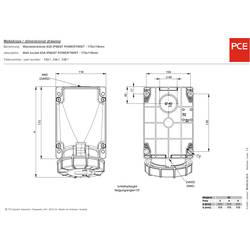 PCE 135-6 135-6 CEE zásuvka na stěnu, 63 A, 5pólová, 400 V, 1 ks