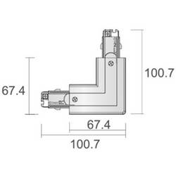 Deko Light 710036 D Line 90°-Verbinder links-rechts mit Wechselmechanik vysokonapěť. komponent lištových systémů napájecí kolejnice 3fázové bílá
