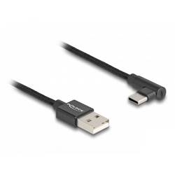 Delock USB kabel USB 2.0 USB-A zástrčka, USB-C ® zástrčka 0.50 m černá Zahnutý kabelový vývod 80029