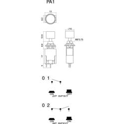 TRU COMPONENTS TC-PA101A1BK, 1587790 tlačítkový spínač, 6.2 mm, 250 V/AC, 3 A, 1 ks