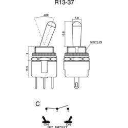 TRU COMPONENTS 1587683 TC-R13-37C-05 páčkový spínač 250 V/AC 3 A 1x zap/zap s aretací 1 ks