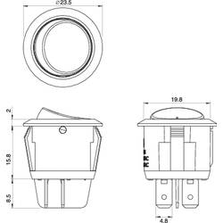 TRU COMPONENTS 1587655 kolébkový spínač TC-R13-244A-02 BLACK 250 V/AC 10 A 2x vyp/zap s aretací 1 ks