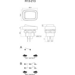 TRU COMPONENTS 1587648 kolébkový spínač TC-R13-213A-03 250 V/AC 3 A 1x vyp/zap s aretací 1 ks