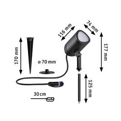 Paulmann Plug & Shine Shira 94849 Osvětlovací systém Plug&Shine ZigBee LED zahradní reflektor LED 6.5 W RGBW antracitová