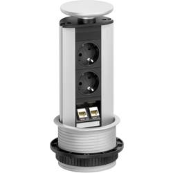 EVOline 93100314 zásuvkový sloupek 2násobný černá, stříbrná DE schuko zástrčka/zásuvky 1 ks