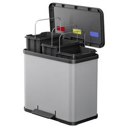 Hailo öko trio plus L 6332200 odpadkový koš, 27 l, ocelový plech, (d x š x v) 470 x 470 x 430 mm, světle šedá, otevírání pedálem, 1 ks