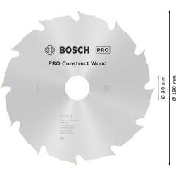Bosch Accessories Construct Wood 2608640633 tvrdokovový pilový kotouč 190 x 30 x 2.6 mm Počet zubů (na palec): 12 1 ks