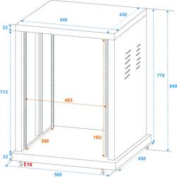 Omnitronic SR-19 19palcový rack 16 U ocel s kolečky
