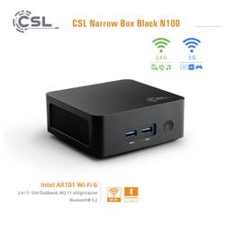 CSL Computer mini PC (HTPC) Narrow Box Black 4K Intel® N N100 3400 GHz 16 GB RAM 1000 GB SSD Intel Intel® UHD Graphics Intel 92972