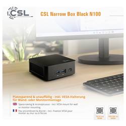 CSL Computer mini PC (HTPC) Narrow Box Black 4K Intel® N N100 3400 GHz 16 GB RAM 1000 GB SSD Intel Intel® UHD Graphics Intel 92972