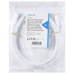 LogiLink Kabel USB-C USB 2.0 USB-C ® zástrčka, USB-C ® zásuvka 2.00 m bílá CU0221