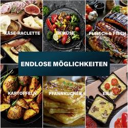 Princess Purify raclette gril 8 pánví, nepřilnavý povlak, ochrana proti přehřátí, s nasáváním vzduchu černá