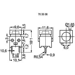 TRU COMPONENTS DS-660S-S RD, 703508 tlačítko, 100 V, 1 A, 1 ks