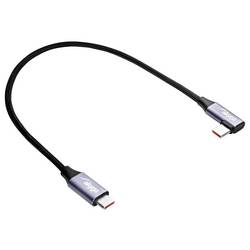 Akyga USB kabel USB 2.0 USB-C ® zástrčka, USB-C ® zástrčka 0.30 m černá Zahnutý kabelový vývod AK-USB-53
