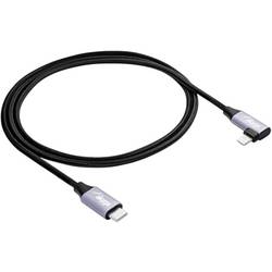 Akyga USB kabel USB 2.0 USB-C ® zástrčka, Apple Lightning konektor 1.00 m černá Zahnutý kabelový vývod AK-USB-56
