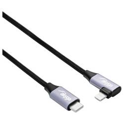 Akyga USB kabel USB 2.0 USB-C ® zástrčka, Apple Lightning konektor 1.00 m černá Zahnutý kabelový vývod AK-USB-56