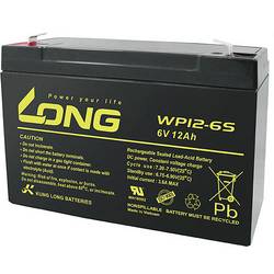 Long WP12-6S WP12-6S olověný akumulátor 6 V 12 Ah olověný se skelným rounem (š x v x h) 151 x 99 x 50 mm plochý konektor 4,8 mm nepatrné vybíjení, bezúdržbové
