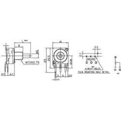 Alpha APM6B2K5M, 63250-01600/B2,5K otočný potenciometr, Mono, 200 mW, 2.5 kΩ, 1 ks