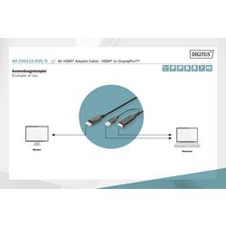 Digitus DisplayPort / HDMI kabel DisplayPort zásuvka, Zástrčka HDMI-A, USB-A zástrčka 2 m černá AK-330111-020-S 4K UHD, dvoužilový stíněný, flexibilní