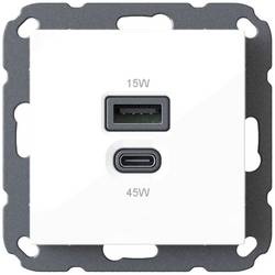 Ehmann 6460x0100 USB nabíjecí zásuvka do zdi s USB, s USB-C®, Dodávka energie bílá