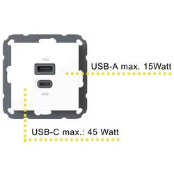 Ehmann 6460x0100 USB nabíjecí zásuvka do zdi s USB, s USB-C®, Dodávka energie bílá